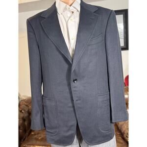 Tom Ford 100% Cashmere Navy Blue Flannel Sport Coat Blazer Shelton 50R 40R EUC
